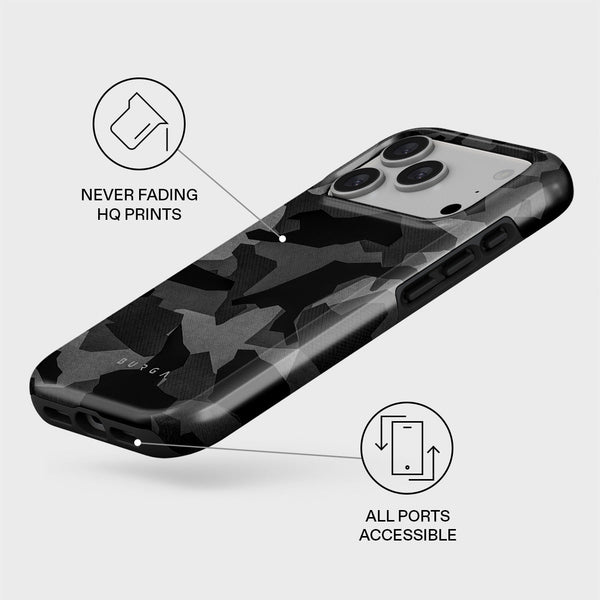 iPhone 17 Pro Case, Night Black Camouflage | BURGA