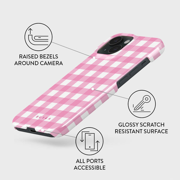 gingham phone case Think Pink - iPhone 15 Case