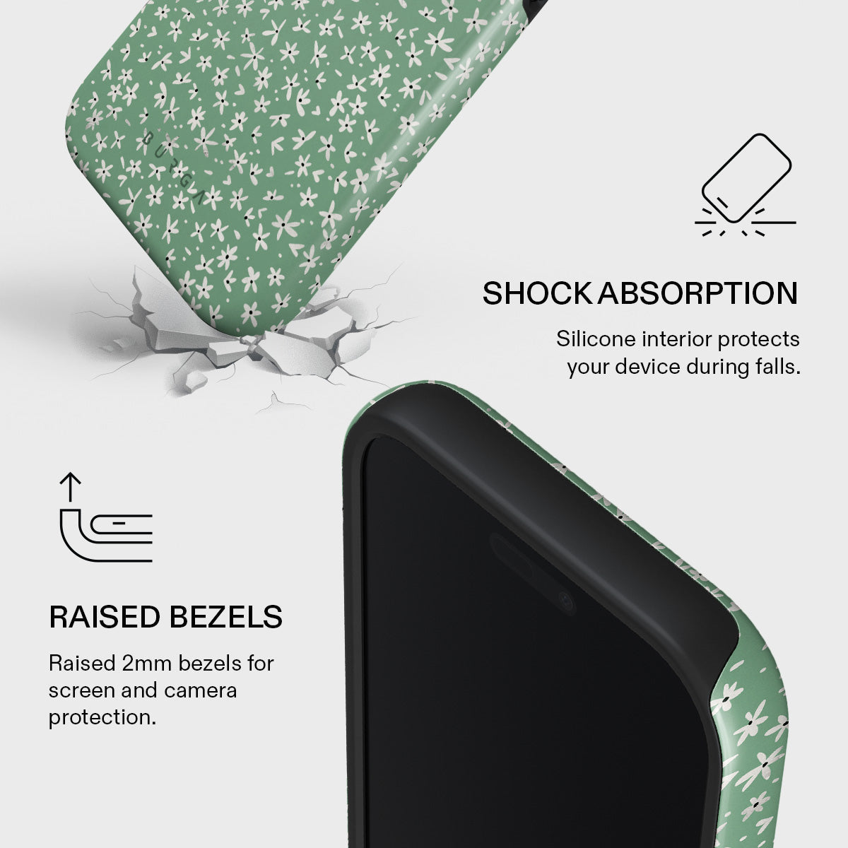 BURGA フラワーパターン iPhone 17 Pro ケース Lush Meadows - Floral iPhone 17 Pro Max Case | BURGA