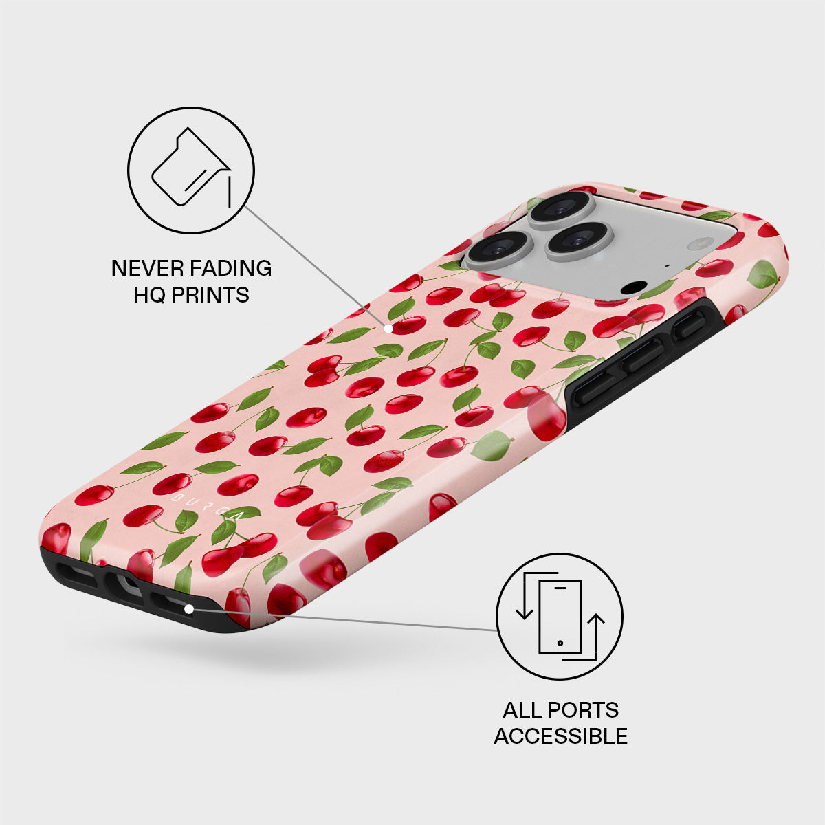 BURGA チェリー柄 iPhone17ケース Afternoon Treat - Cherry iPhone 17 Pro Max Case | BURGA