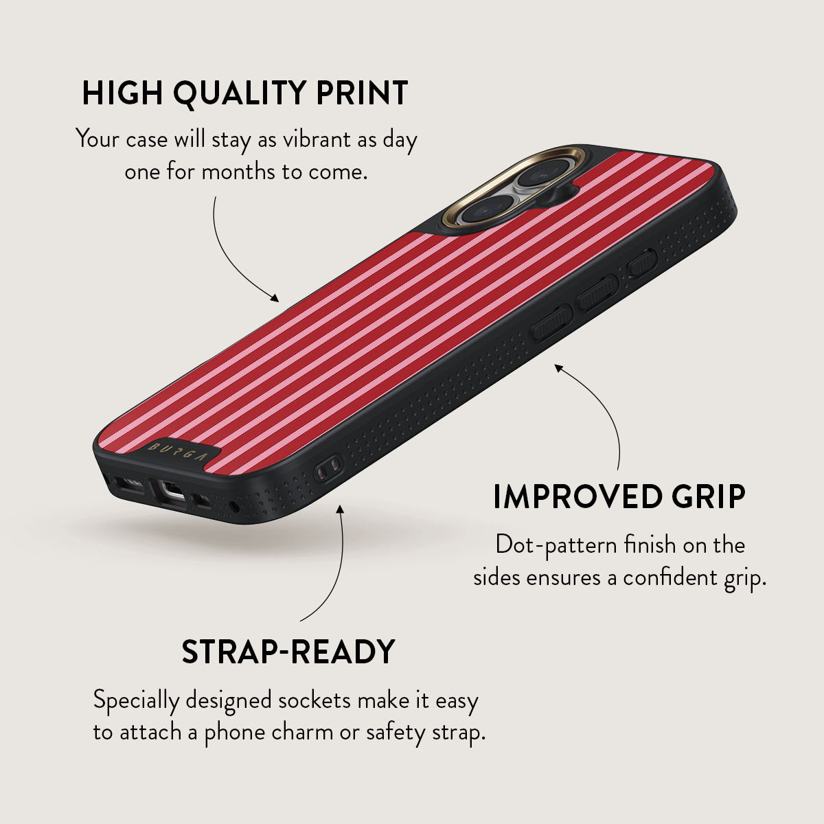 【新品未使用】iPhone16ケース BURGA iPhoneケース ストライプ Amazon.com: BURGA Unisex Phone Case for iPhone 16 – Dual-Layer