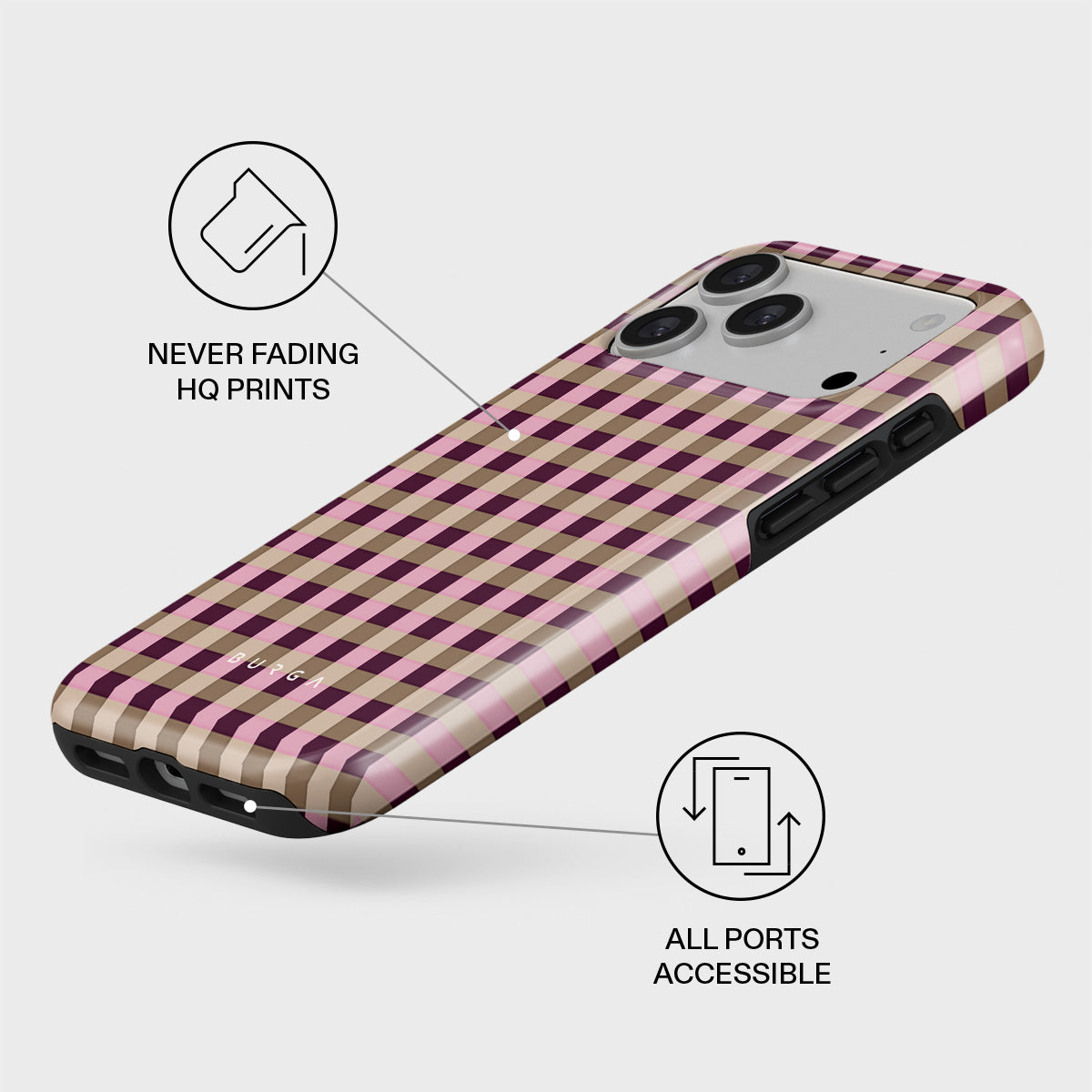 BURGA チェック柄 iPhone17ケース Clocked Out - iPhone 17 Pro Max Case | BURGA