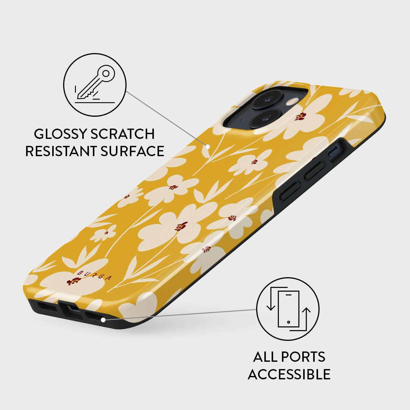 BURGA フラワーパターン iPhone13ケース Orchid - iPhone 13 Case | BURGA