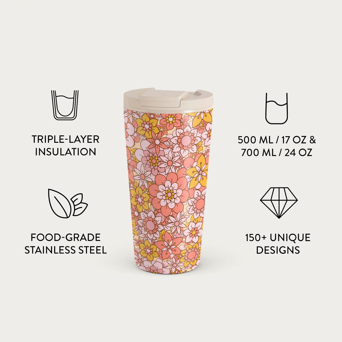 Garden Brunch - Floral Stainless Steel Travel Mug | BURGA