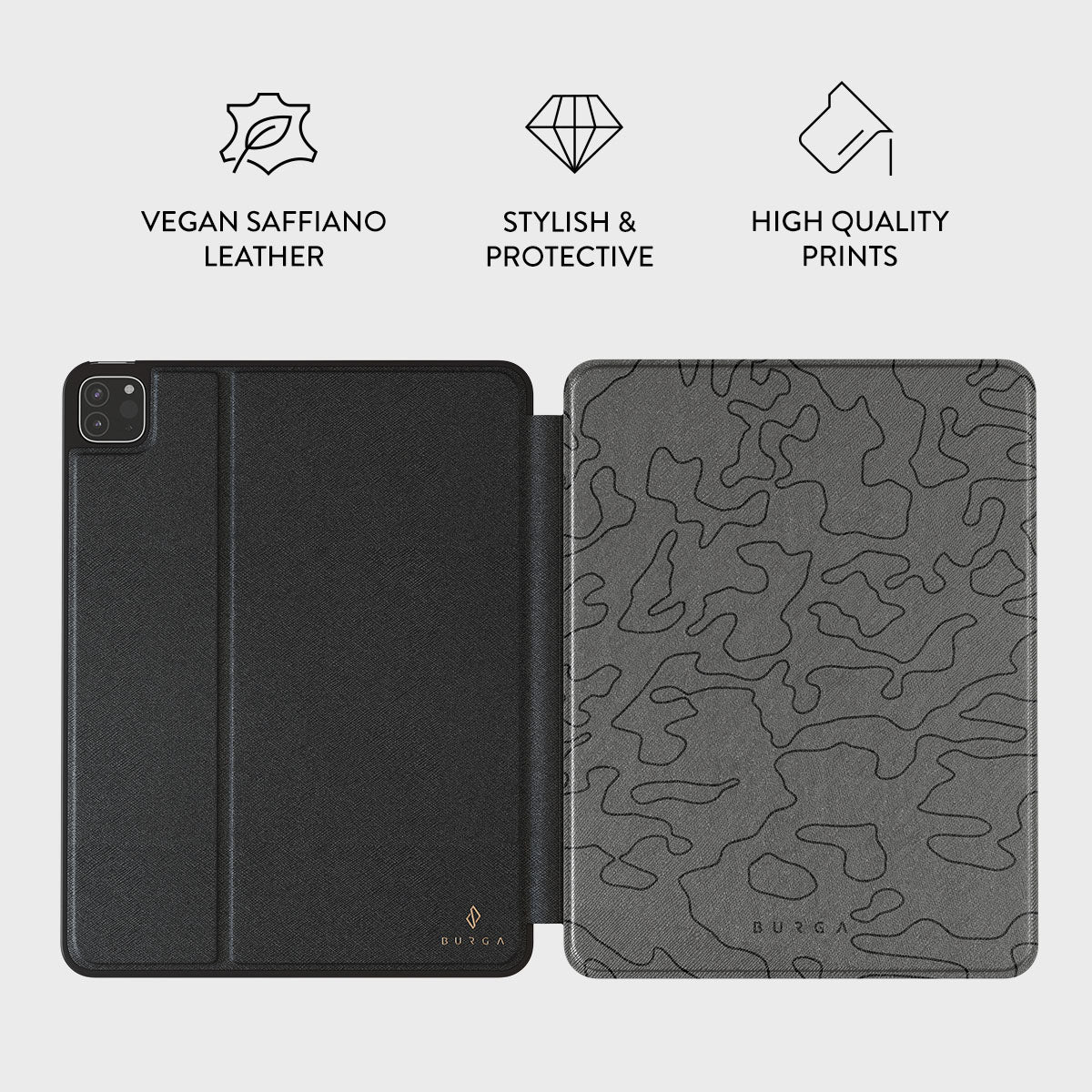 iPadカバー iPadプロ 12.9 ブラックパリ BLVCK PARIS Black Rock - iPad Pro 12.9 (4th/3rd Gen) Case | BURGA