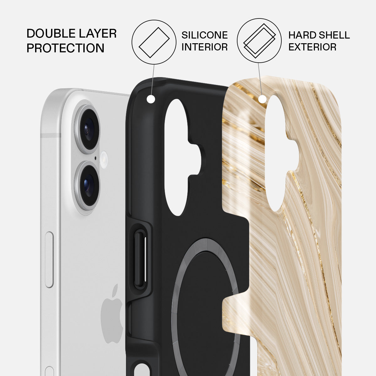 【新品】BURGA マーブルデザイン ハードケース　iPhone17 ベージュ Full Glam - Beige iPhone 17 Pro Max Case | BURGA