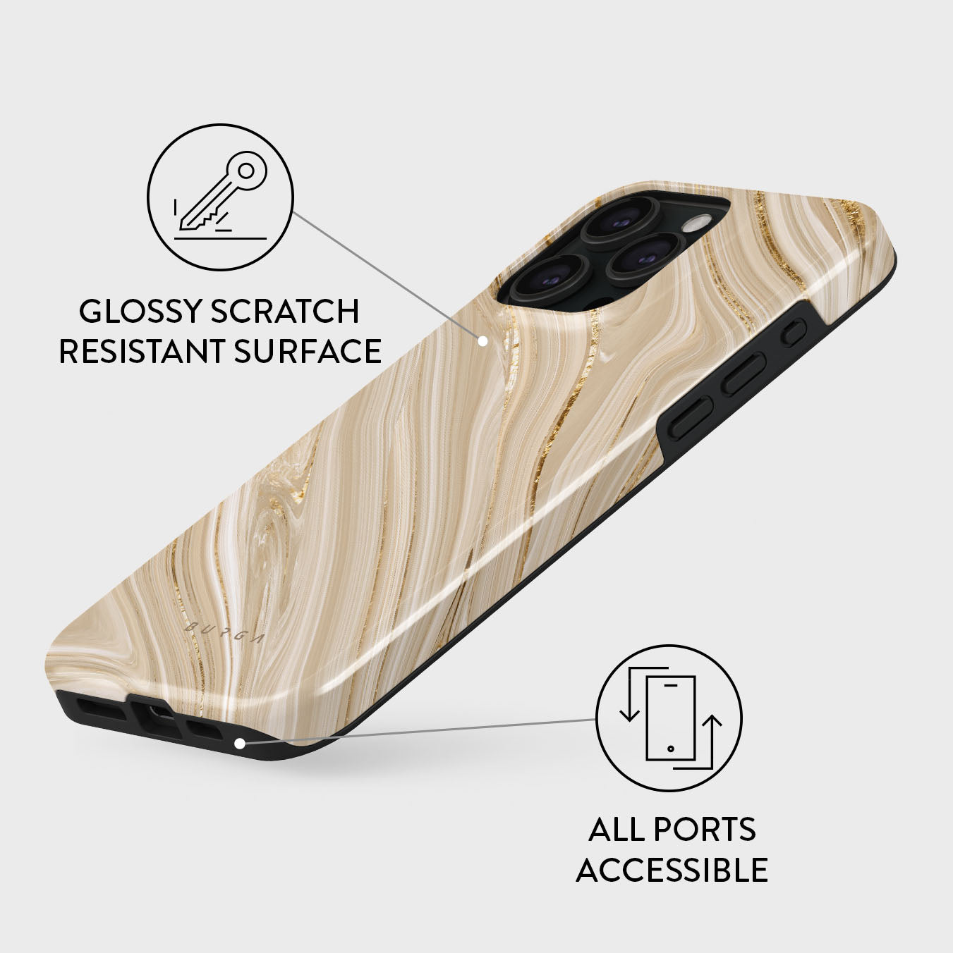 Full Glam - Beige iPhone 15 Pro Case | BURGA