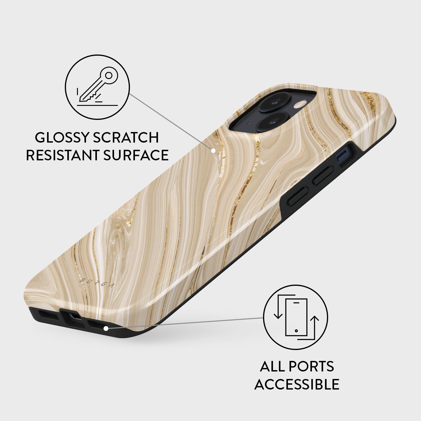 新品未使用　iPhone 15 ケース Full Glam - Beige Full Glam - Beige iPhone 15 Case | BURGA