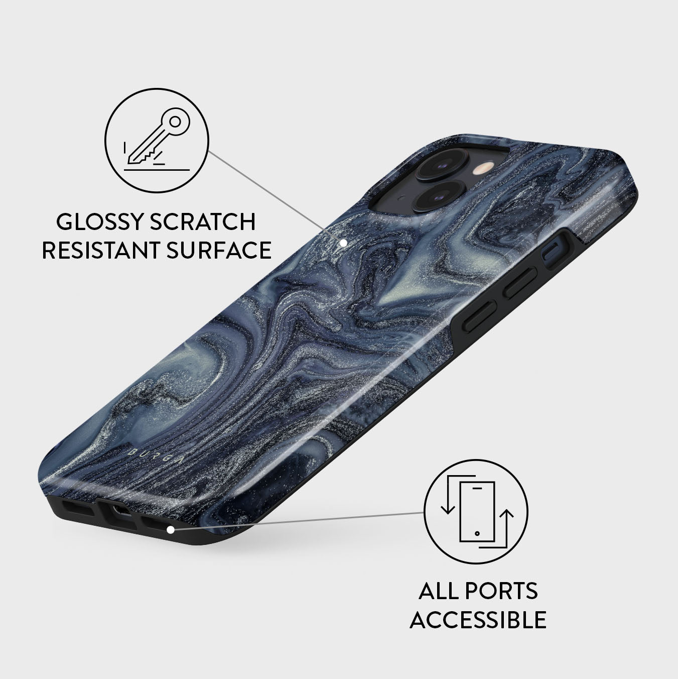 iPhone 15 Case, Navy Trench | BURGA