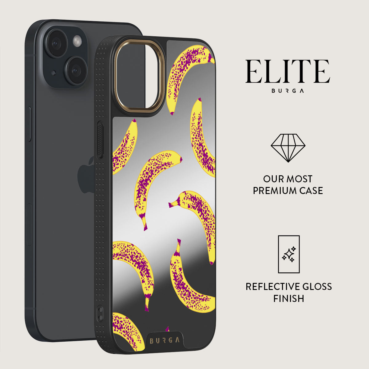Banana - iPhone 15 Case, Elite Mirror Dark (MagSafe) / Gold