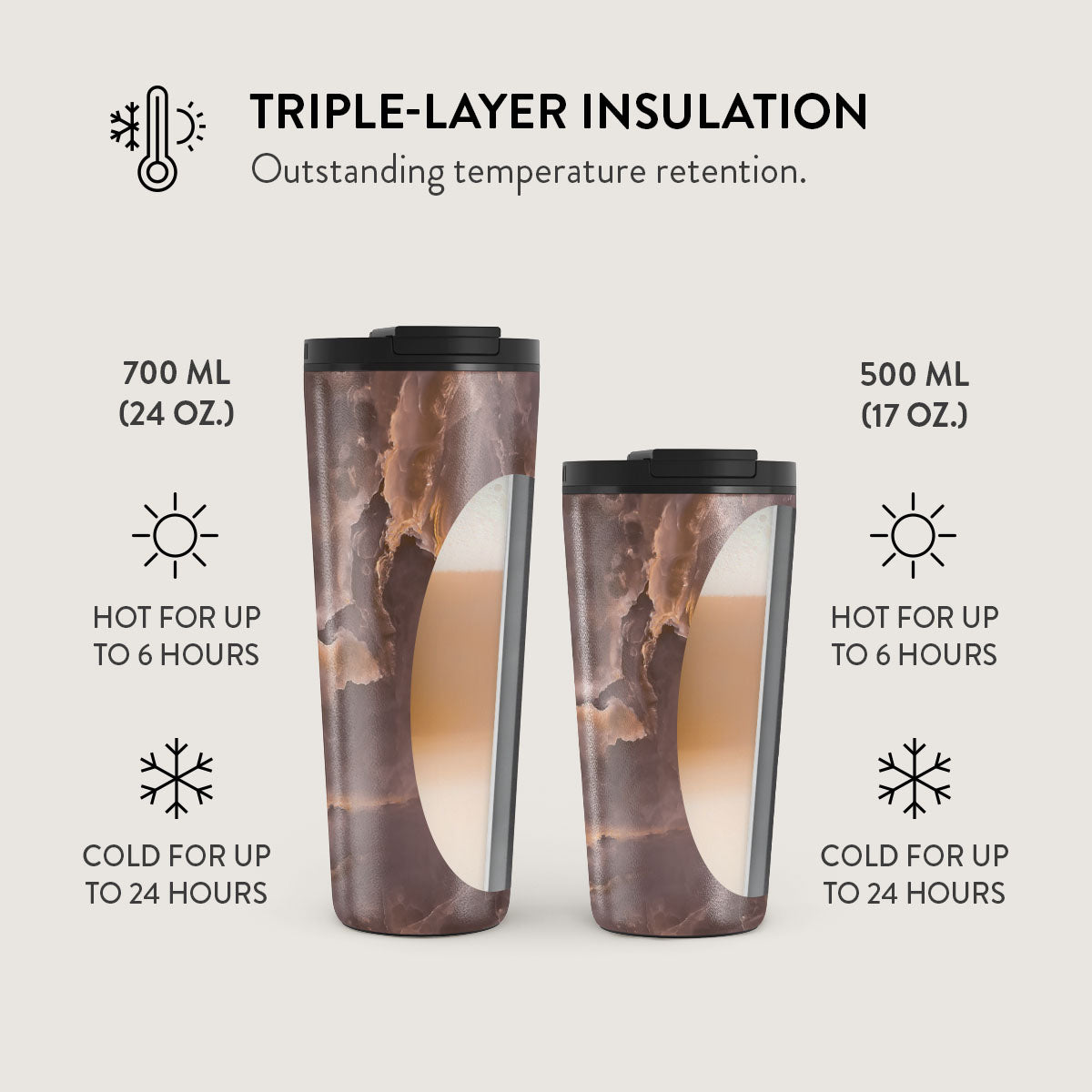 Fire Wood - Brown Marble Stainless Steel Travel Mug