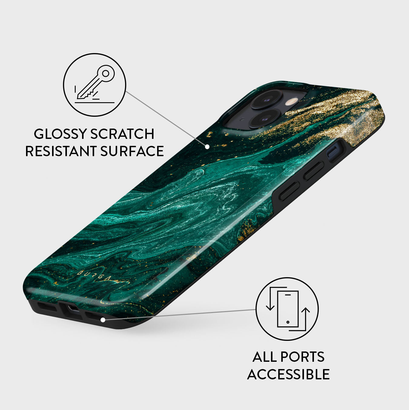 BURGA iPhone 15 ケース　Emerald pool Emerald Pool - Elegant iPhone 15 Case | BURGA