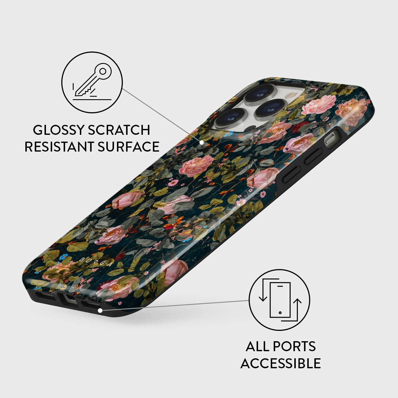 BURGA フラワーパターン iPhone13ケース Orchid - iPhone 13 Case | BURGA