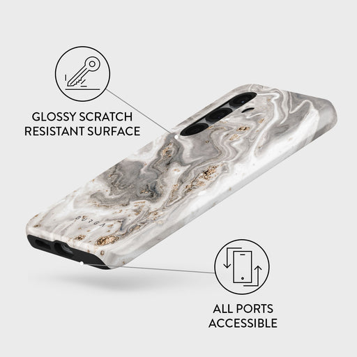 Snowstorm - Grey Marble Samsung Galaxy S25 Plus Case 3
