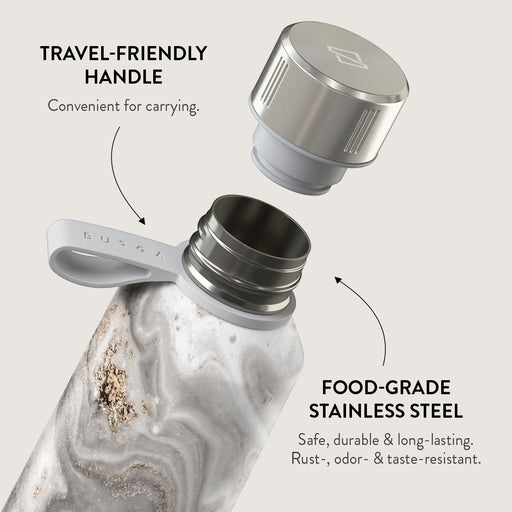 Snowstorm - Grey Marble Water Bottle 4