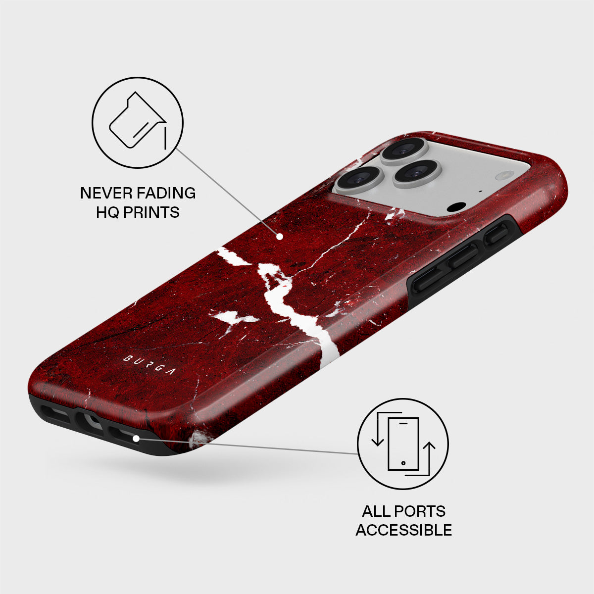 Iconic Red Ruby - Marble iPhone 17 Pro Max Case | BURGA