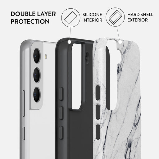 Satin White - Marble Samsung Galaxy S22 Case 6