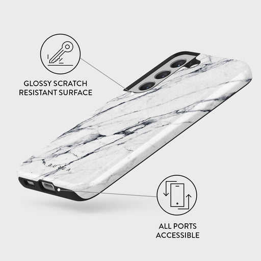 Satin White - Marble Samsung Galaxy S22 Case 7