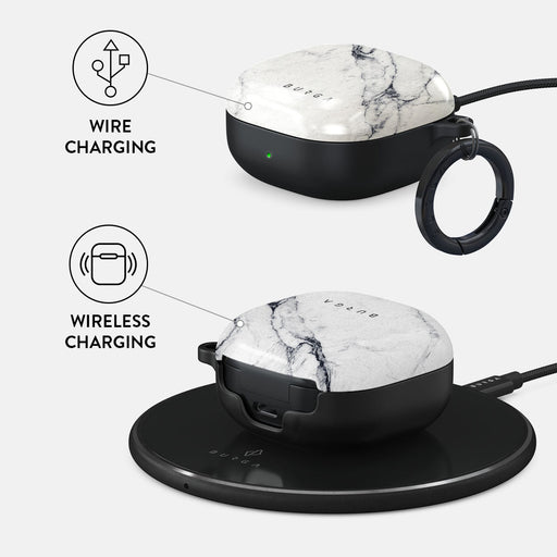 Satin White - Marble Samsung Galaxy Buds FE Case 3