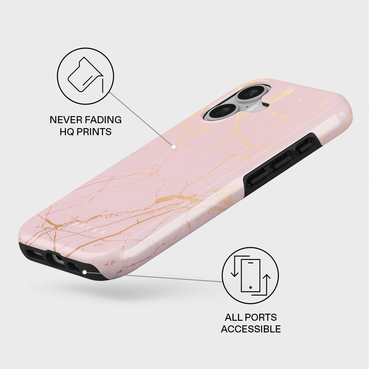 Peachy Gold - Pink Marble iPhone 17 Case | BURGA