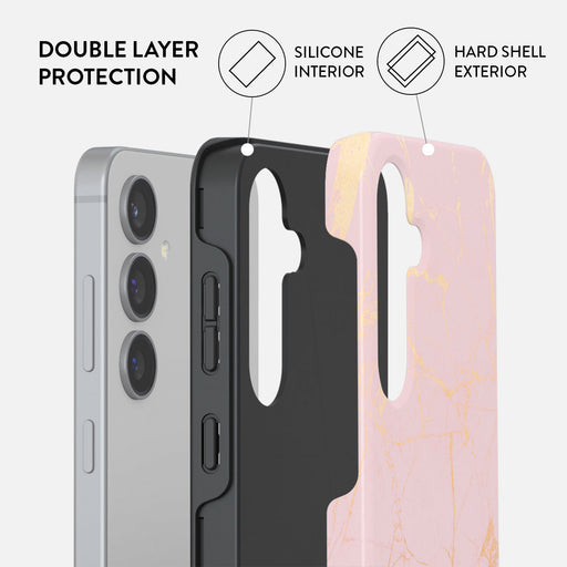 Peachy Gold - Pink Marble Samsung Galaxy S24 FE Case 2