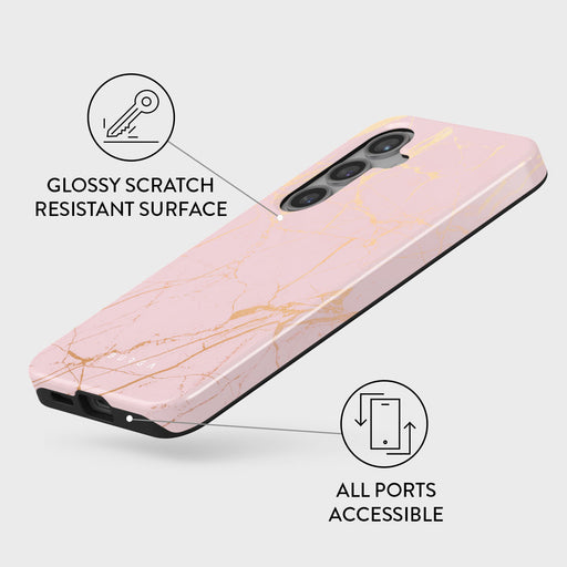 Peachy Gold - Pink Marble Samsung Galaxy S24 Plus Case 7