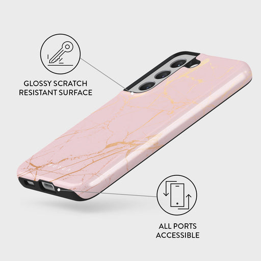 Peachy Gold - Pink Marble Samsung Galaxy S22 Case 7