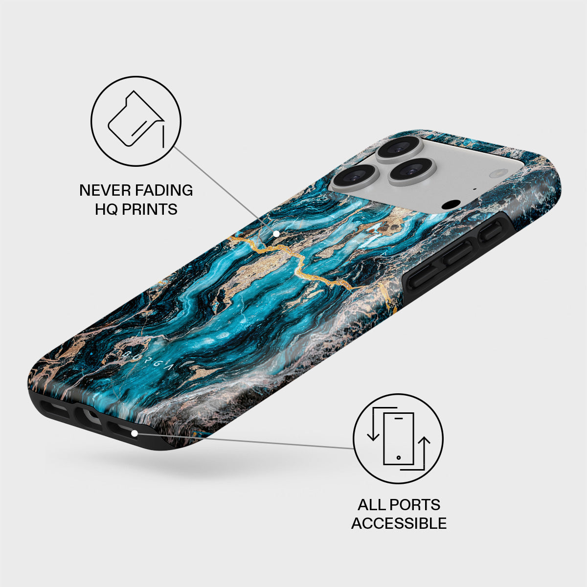 iphone17pro burga ブルガ　ケース　マーブル　ブルー　ブラウン Royal Blue - iPhone 17 Pro Case | BURGA