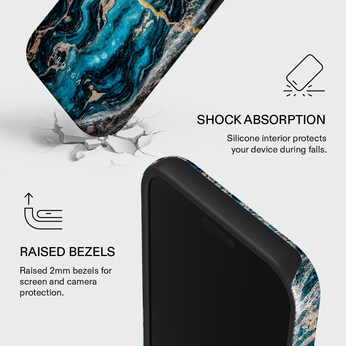 iphone17pro burga ブルガ　ケース　マーブル　ブルー　ブラウン Mystic River - Blue Marble iPhone 17 Pro Max Case | BURGA