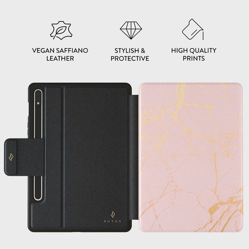 Peachy Gold - Pink Marble Samsung Galaxy Tab S9 FE Case 2