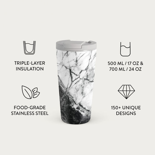 Fatal Contradiction - Black & White Marble Travel Mug 7