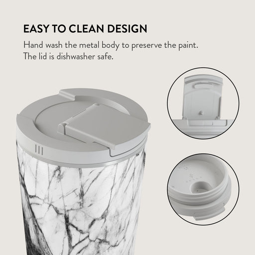 Fatal Contradiction - Black & White Marble Travel Mug 16