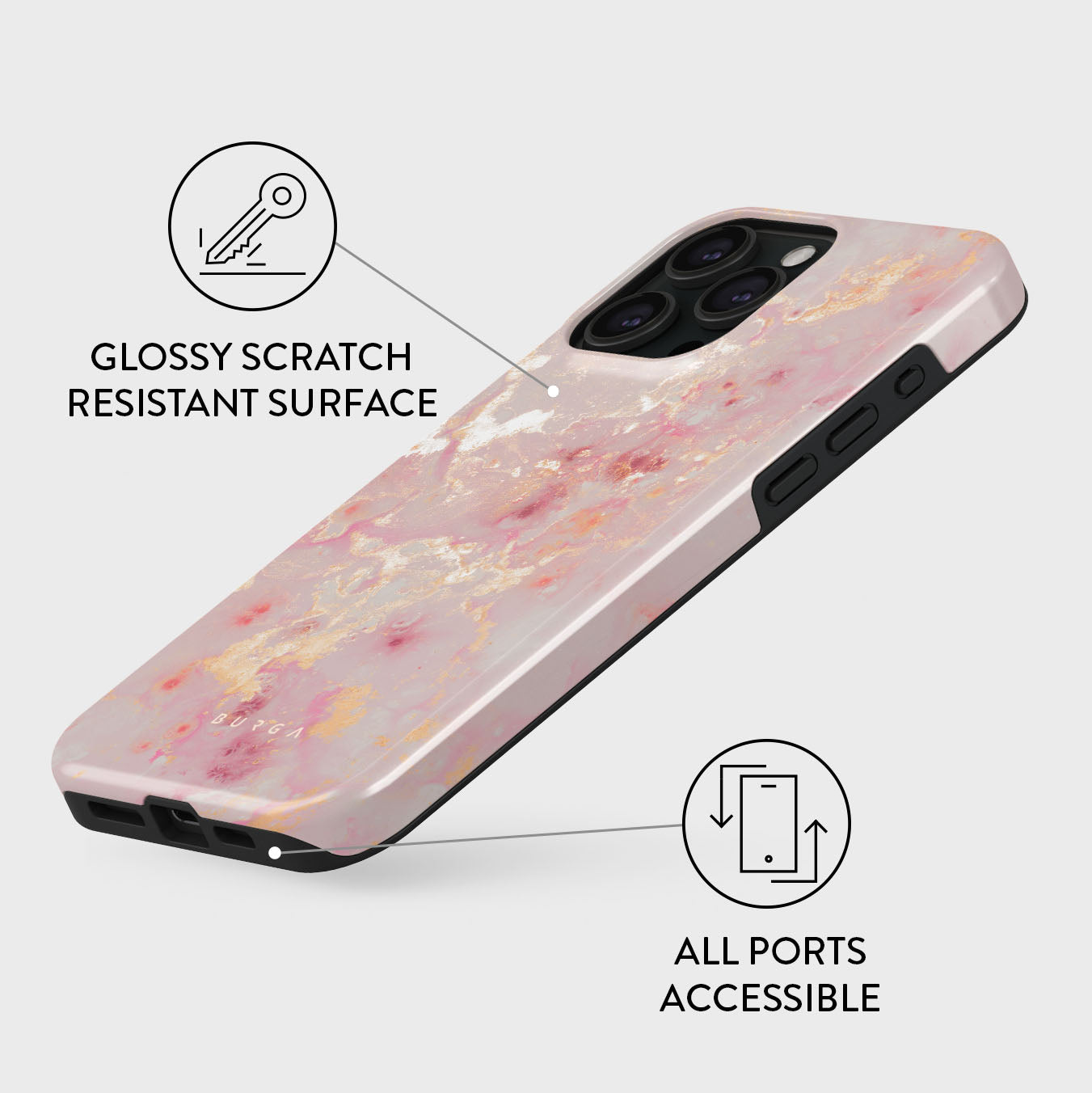 Golden Coral - Pink iPhone 15 Pro Case | BURGA