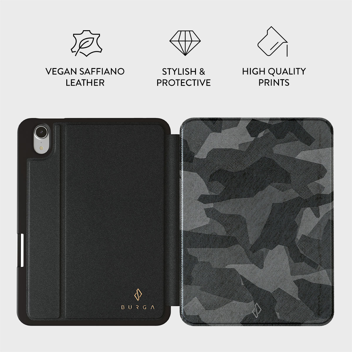 Night Black Camouflage - iPad Mini 8.3 (A17 Pro/6th Gen) Case | BURGA