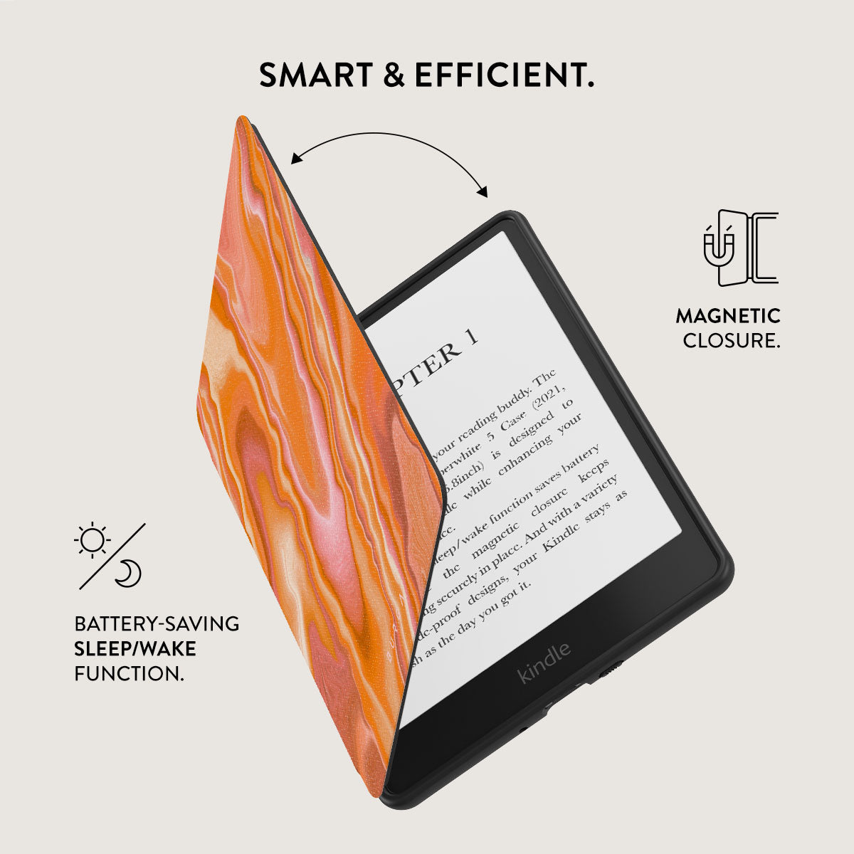 Kwmobile Case Compatible With Kindle Paperwhite Case - EReader Cover - Autumn White/Orange/Brown