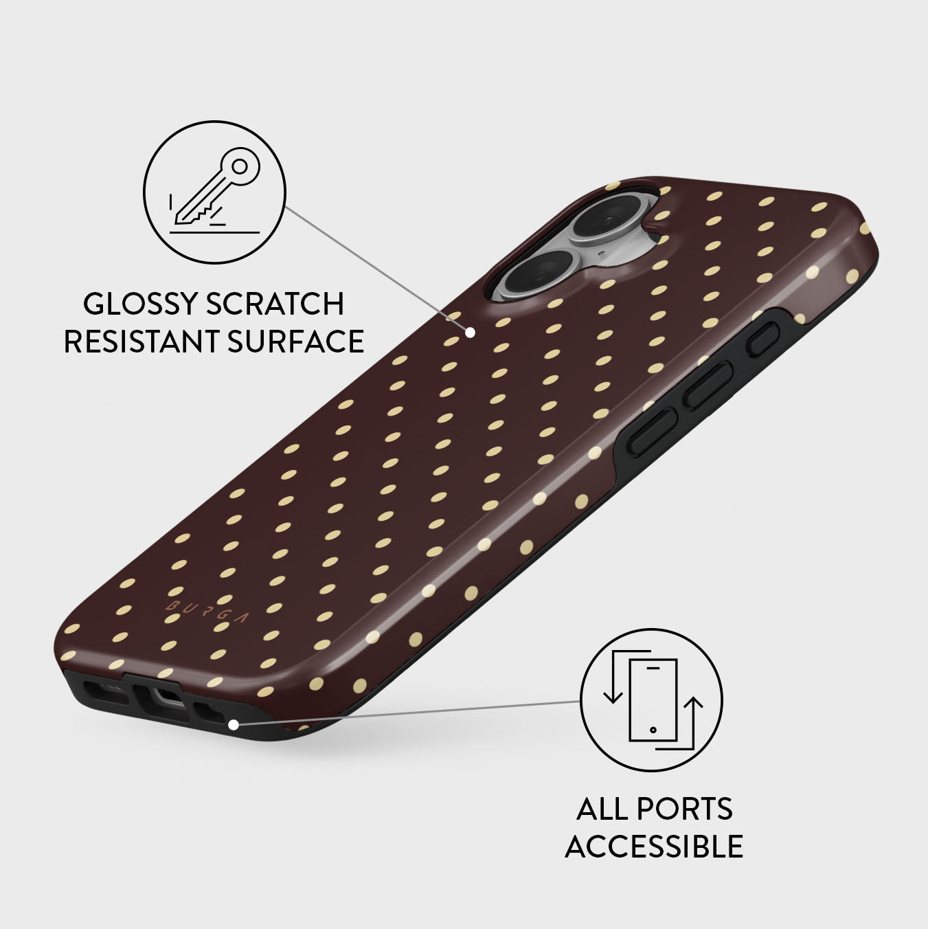 BURGA ELITE ドット柄ハードケース Sorry Busy - iPhone 16 Case | BURGA