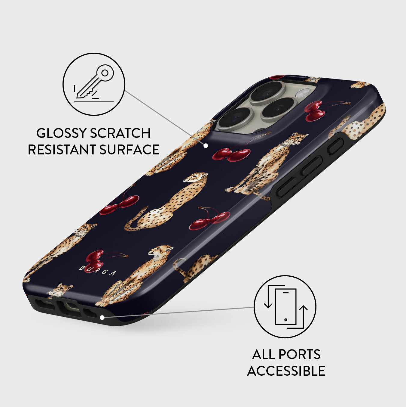 BURGA ELITE ヒョウ柄ケース iPhone16Pro Player - iPhone 16 Pro Case | BURGA