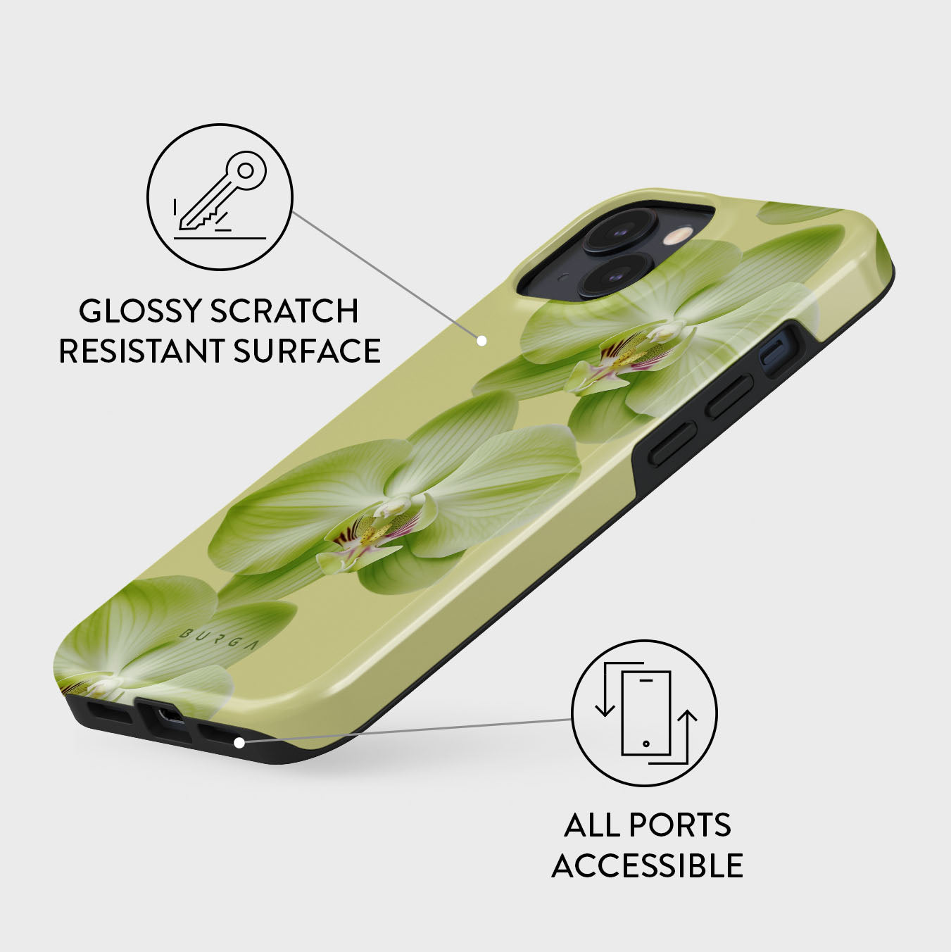 BURGA 花柄 iPhone15用ケース グリーン Purity - iPhone 15 Case | BURGA