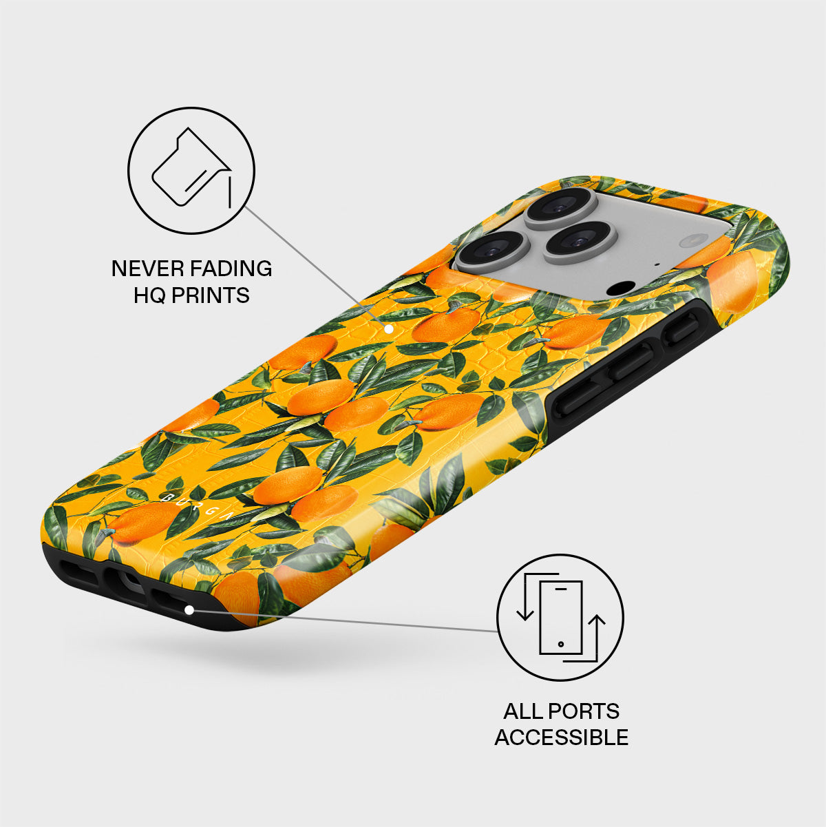 Bodil Jane レモンデザイン iPhone 17 pro max ケース Orange Lemonade - iPhone 17 Pro Case | BURGA