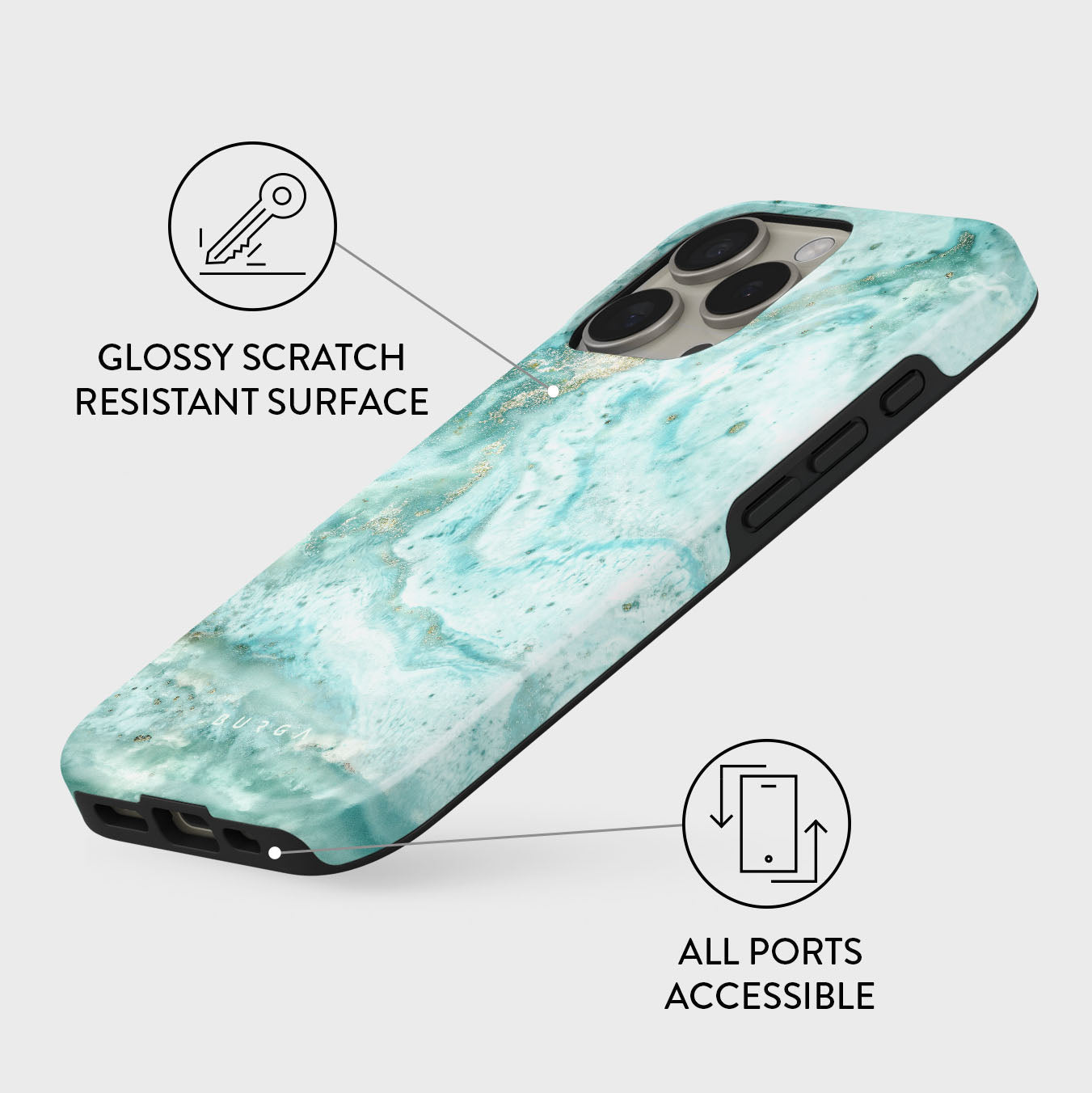 Uluwatu Waves - Teal iPhone 16 Pro Case | BURGA