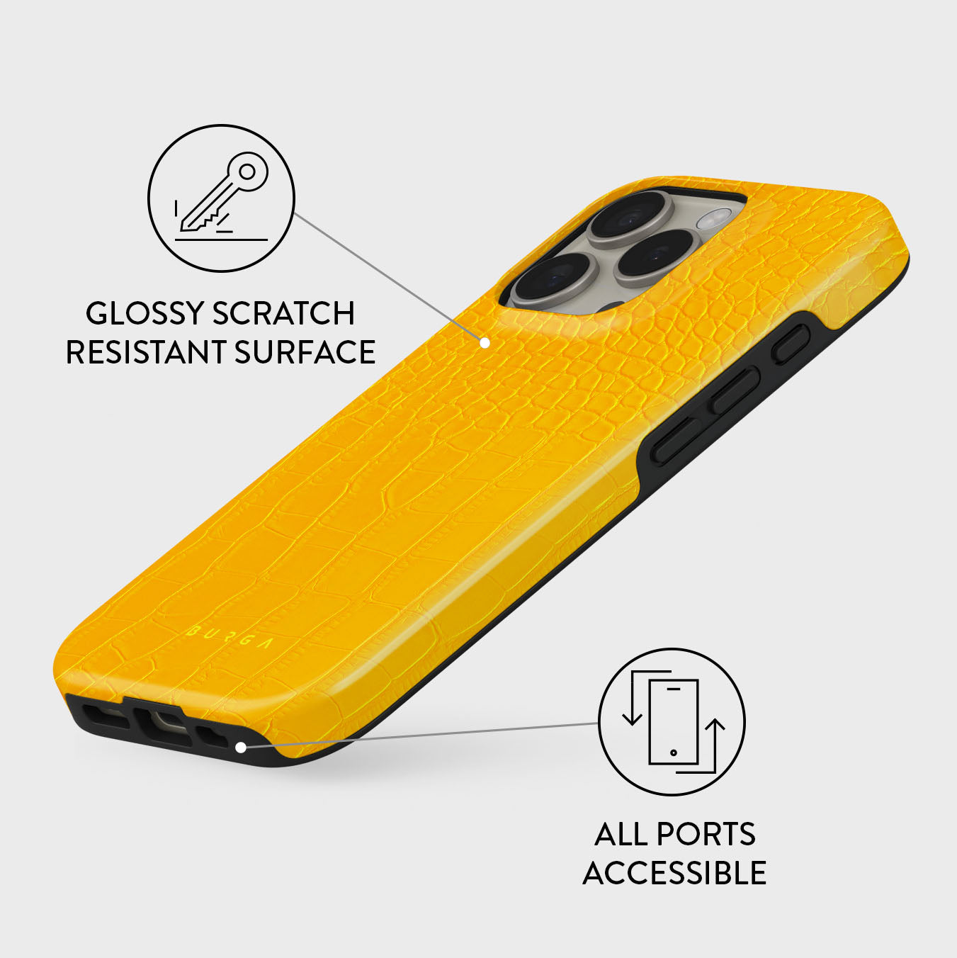 Canary Yellow - Snake Skin iPhone 16 Pro Max Case | BURGA