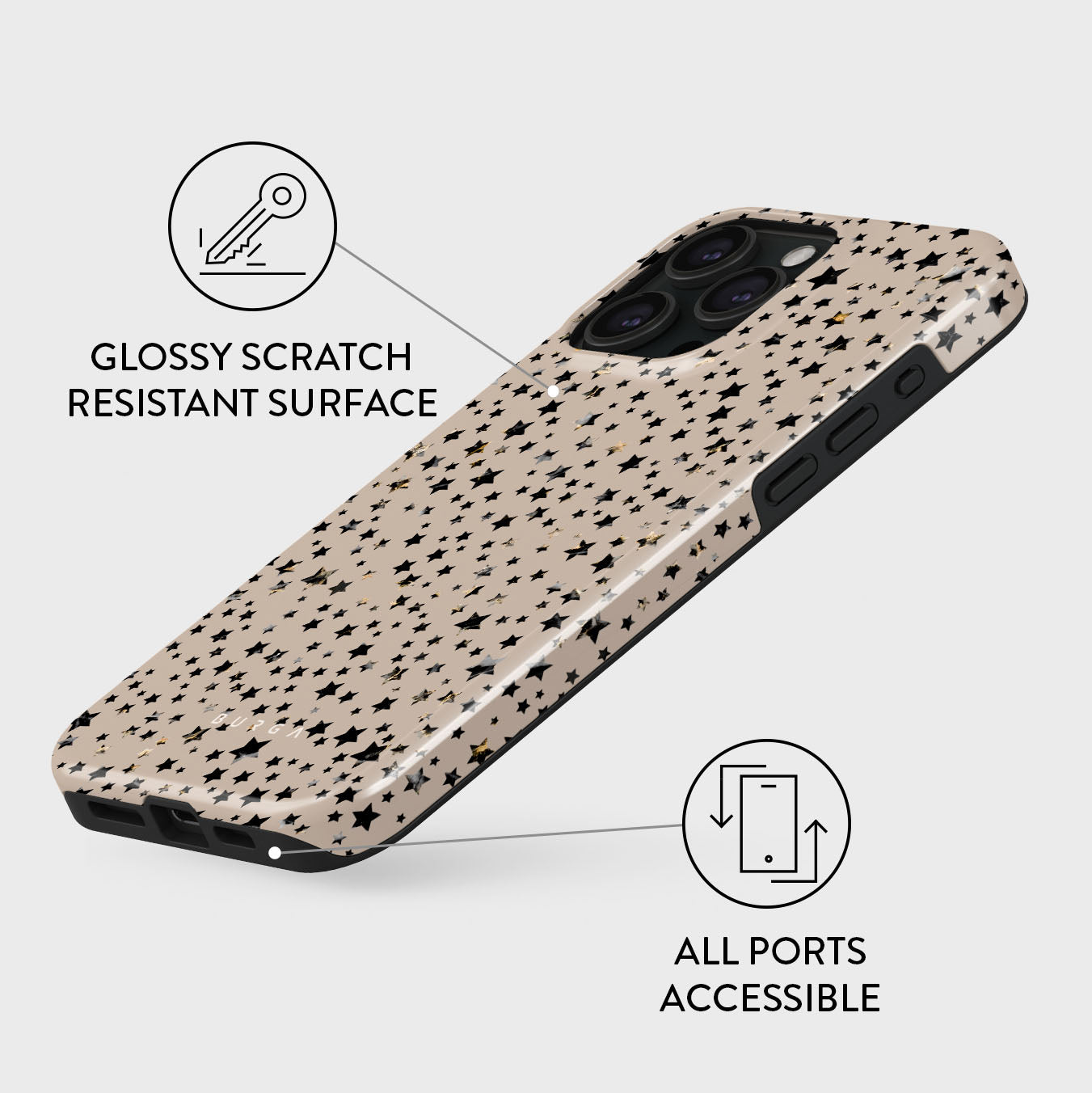 BURGA iPhone15Pro MAXシルバー 星型ケース Pop Star - iPhone 15 Pro Max Case | BURGA