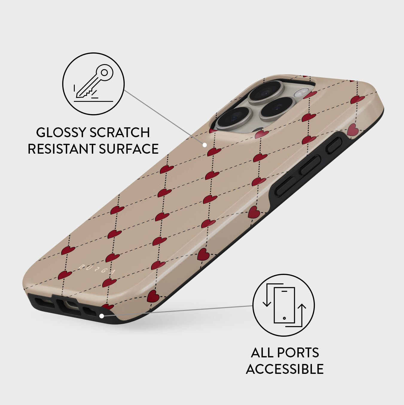 ELITE BURGA ハート iPhone16proケース Love Letter - iPhone 16 Pro Case | BURGA