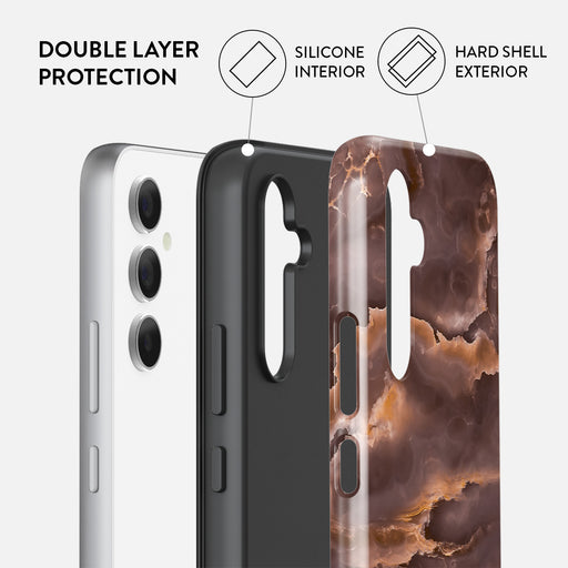 Fire Wood - Brown Marble Samsung Galaxy A54 Case 2