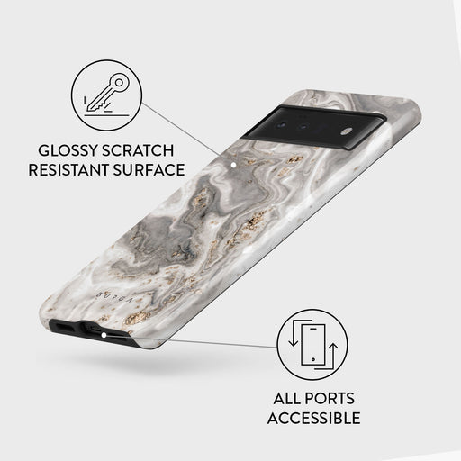 Snowstorm - Grey Marble Google Pixel 6 Pro Case 3