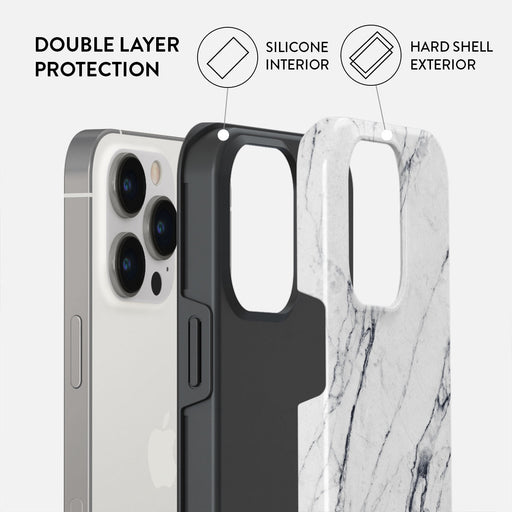Satin White - Marble iPhone 14 Pro Max Case 6