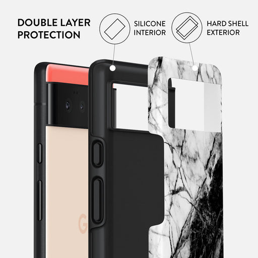 Fatal Contradiction - Black & White Marble Google Pixel 6a Case 2