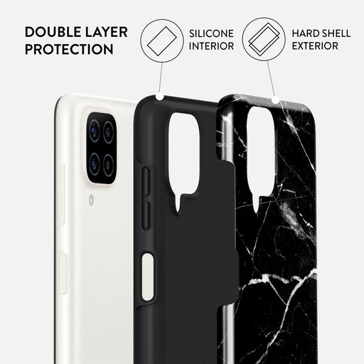 Noir Origin - Black Marble Samsung Galaxy A12 4G Case 6