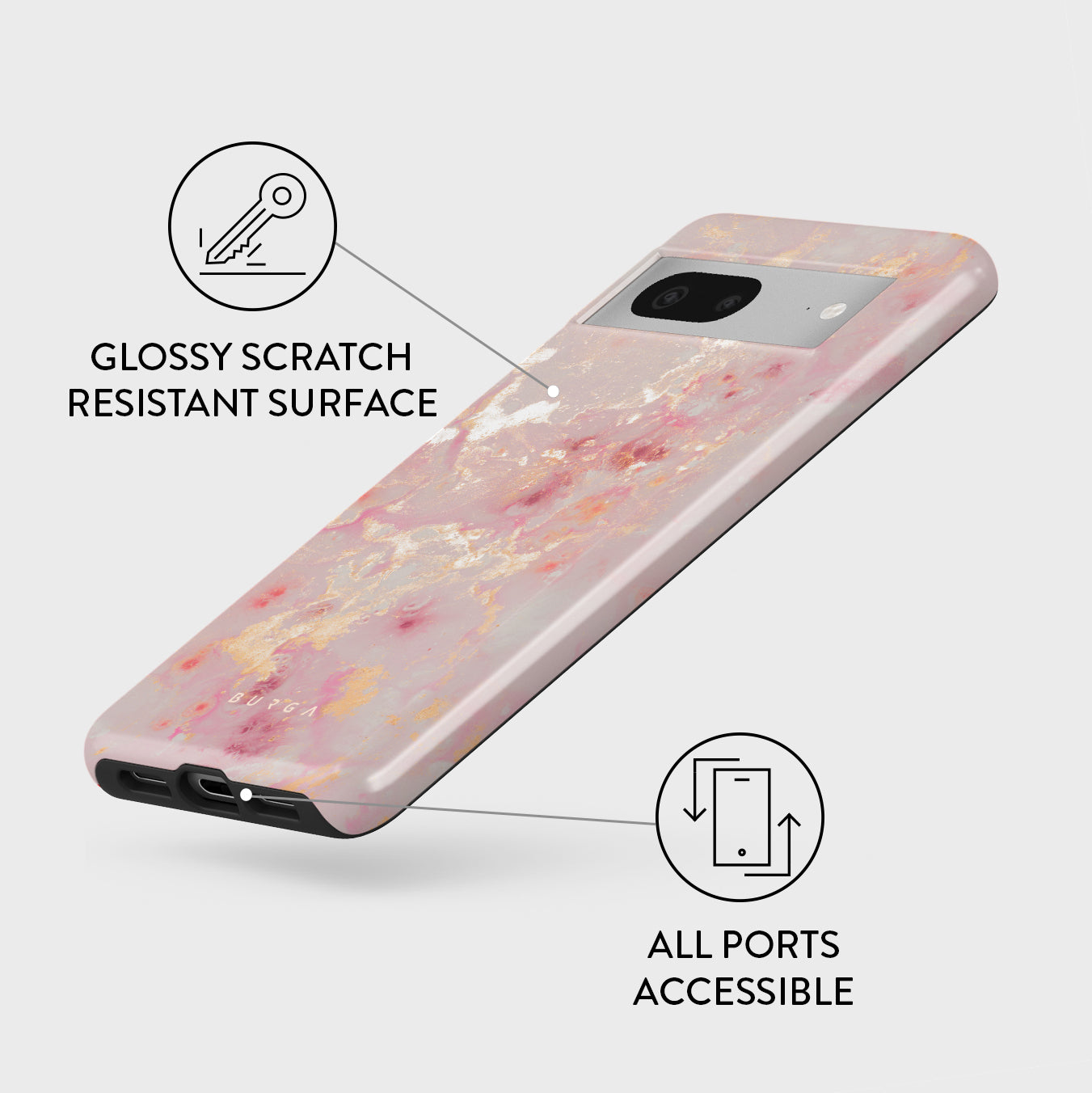 Google Pixel 7a Case, Golden Coral | BURGA