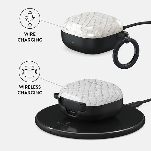 Glacial Desert - White Snakeskin Samsung Galaxy Buds Live Case 3